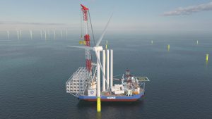 Shimizu Corp.’s wind turbine installation vessel